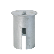 Cover for posts | hot-dip galvanized | for  76 mm posts | with spring-loaded locking mechanism | suitable for ground sockets part-no. 476.40for opening by multipurpose wrench part-no. 470.40